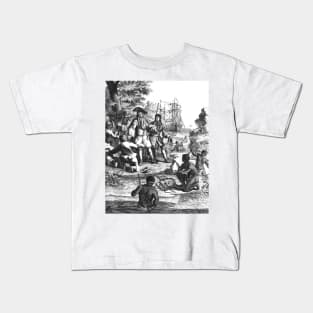 English nobleman with servants and submissive indigenous Kids T-Shirt